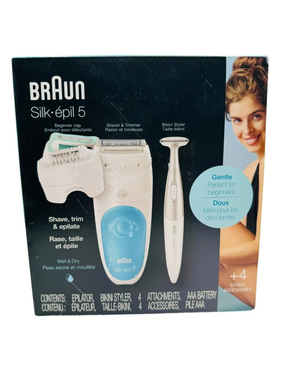 Braun Silk-Épil 5 Epilator & Bikini Styler Kit - Wet/Dry Use Gentle Hair Removal
